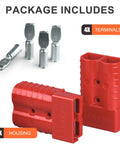 2-4 Gauge Battery Quick Connectors 175A Powerpole Kit For 12V-36V Winches ATVs with red housings and silver terminals