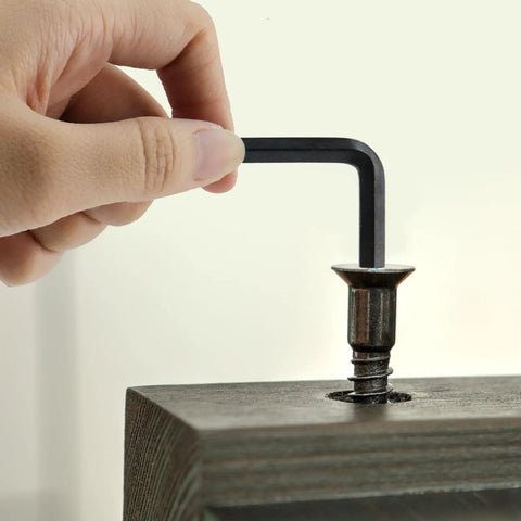 Using 6mm L Shaped Allen Key Wrench Set Long Arm Hex Wrenches Black 2 Pack for Tight Screws and Quick Fixes on wood surface