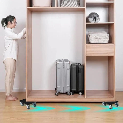 Woman moving cabinet with Lifter Furniture Sliders For Hardwood Floors With 360 Degree Wheels Beefy Heavy Duty Moving Dolly