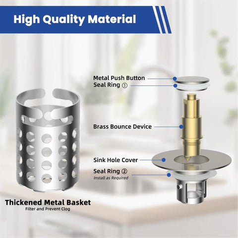Heavy Duty Universal Bathroom Sink Drain Strainer With Brushed Nickel Finish Catches Hair And Gunk While Preventing Odors And Safeguarding Tiny Treasures Straight Up No More Plug Headaches Around The House