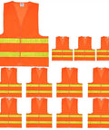 Normal Visibility Safety Vests 12 Pack Adjustable Size Thin Lightweight Mesh Fabric With 2 Inch Reflective Strips Front And Back