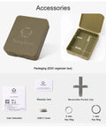 EDC Keychain Flashlight Packaging with Accessories Listed, Includes EDC Organizer Box, User Instruction, Warranty Card, USB-C Cover, Key Rings
