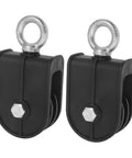 Two Pack Silent Rotating Bearing Pulley Block Set For DIY Gym Gear, Heavy Duty Cable Roller Wheel With Detachable Traction System, Quiet Operation, Supports Up To 100kg, ABS Housing And Galvanized Steel Wheel, two black pulleys