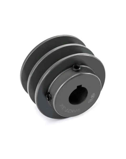 Two Groove V Belt Pulley With Two Point Seven Five Inch Outer Diameter And Three Quarters Inch Bore For V Belts A, 3L And 4L, Fixed Bore Cast Iron