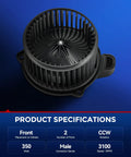 Slick Direct Fit HVAC Blower Motor for Kia Soul Kona Venue Seltos Palisade, featuring CCW rotation and 3100 RPM speed.