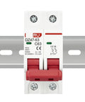 Premium Dual Pole Circuit Breaker With 35Mm Din Rail Mount For 3A To 63A Amps And 400V Ac Panels mounted on DIN rail, showing switch and indicators.