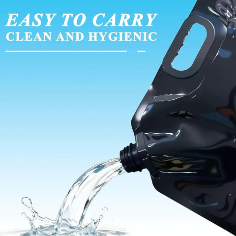 Collapsible Water Containers 2 Pack 2 Gallon 8L Each foldable water storage bag pouring water with spigot, BPA free, black
