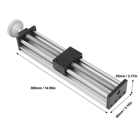 Heavy Duty 300mm Stroke CNC Linear Stage Actuator With Hand Crank For Precise Movement, Aluminum Alloy Rail, handles up to 30kg.