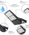 300W/240W/200W/150W LED Flood Light with U Bracket Super Bright 40500LM has adjustable yoke mount for flexible aiming.