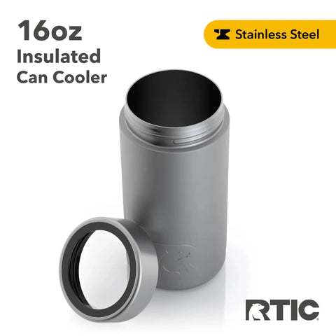 Craft 16 Oz Can And Bottle Cooler With Double Wall Insulation Sweat Proof Stainless Steel Coozie Matte Graphite Finish