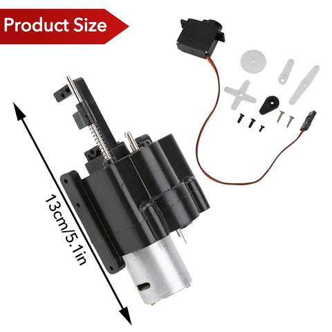 High Torque RC Upgrade Kit For One Sixteenth Scale WPL C14 C24 C34 Models With Two Speed Metal Gearbox and parts shown at 13cm size