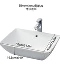USZWBY Bathroom Vessel Sink Elegant Modern Wash Basin Above Counter Sink dimensions display 55cm x 42cm x 16.5cm for easy installation.