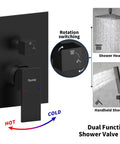 Matte Black Shower System With 12 Inch Rain Shower Head And Handheld Spray, Wall Mount Shower Faucet Set For Bathroom