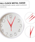 10 Sets Modern DIY Clock Hands Pointers Replacement Parts Aluminum Clock Hands Kit For Frameless Wall Clocks shown on white clock