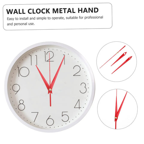 10 Sets Modern DIY Clock Hands Pointers Replacement Parts Aluminum Clock Hands Kit For Frameless Wall Clocks shown on white clock