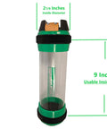 Heavy Duty Carrier For 4 Inch Diy Pneumatic Tube System Kelly Green cylindrical transport container with clear body and green accents.
