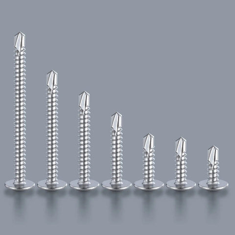 Heavy Duty Workhorse Hassle Free Size 10 X 1 Inch Truss Head Sheet Metal Self Tapping Screws Built From Premium 410 Stainless Steel Quick Bite 200 Pack in various sizes.