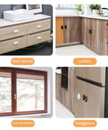 Four Pack Peel And Stick Drawer Pulls Easy Grip Handles For Cabinets And Doors No Glue Needed Self Adhesive White 1.9 By 3.2 Inches Fits Glass Tile Stainless Steel Wood Surfaces on bath cabinet, locker, window, and refrigerator