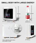 7500W Tankless Electric Water Heater With Remote Control And Digital Display On Demand Hot Water For Home Kitchen Indoor 220V 240V Constant Temperature Guarantee Easy Install with size comparison to bottle