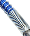 Close-up of Heavy Duty Heat Resistant Silicone Steam Hose for Boilers Blue 9.8ft Long High Pressure 0.7 MPa metal coil detail