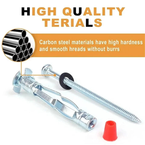 75 Piece Drywall Anchor Screws Kit for Plasterboard and Hollow Walls With Heavy Duty Galvanized Carbon Steel Fasteners And Expanding Anchor Design For Rust Resistant Strong Mounts And Easy DIY Install, anchors and screw