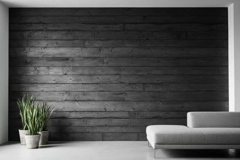 Dark Charcoal Reactive Wood Stain For Interior Cabinetry Hardwood Floors And Reclaimed Timber used on wall for a rustic look.
