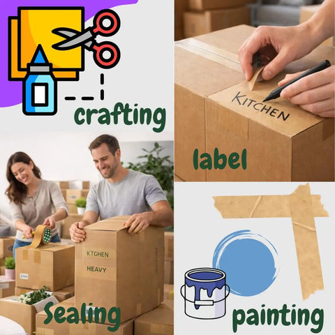 Premium Paper Packing Tape Self Adhesive Recyclable 2 Inch By 55 Yard Eco Friendly Heavy Duty Writable And Uncoated Packaging Tape