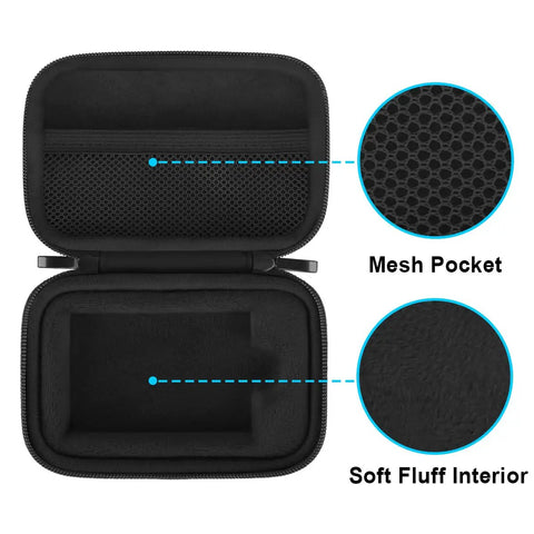 Open black Hard EVA Carrying Case For Samsung T7 Shield T7 And T7 Touch Portable SSDs with mesh pocket and soft fluff interior