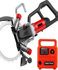 Kickass Brushless Electric Concrete Saw Featuring Wet Dust Suppression System With Built In Pump for smooth wall grooving and brick slotting.