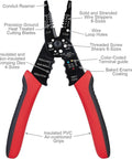 Get The SavvyFIX 8-Inch Professional Wire Stripper Tool, Wire Crimper & Wire Cutter with red insulated grips for cutting and stripping.