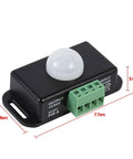 Motion Sensor Light Switch For Indoor Use Auto On Off DC 12V 24V Motion Activated Controller For LED Light Strips Smooth Flicker Free Output Infrared Detection, black 7.7cm unit