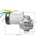 High Power 60V 2500W Brushless Rear Axle Kit With Integrated Differential And 12 To 1 Gearbox Delivers Up To 400Nm Torque For Go Karts ATVs UTVs Golf Carts Trikes And DIY Electric Vehicles with dimensions