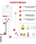 Rugged Tankless Propane Water Heater Delivering Snappy Instant Hot Water On Demand At 2.11 Gpm With Featherweight Portable Frame installation guide.