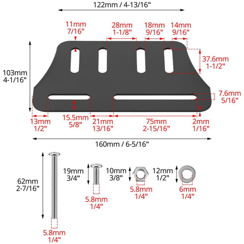 Rock Solid Bed Frame Brackets 2 Pcs Heavy Steel Headboard Footboard Connectors For Wood Furniture Quick Hookup Matte Black Hardware dimensions and details.