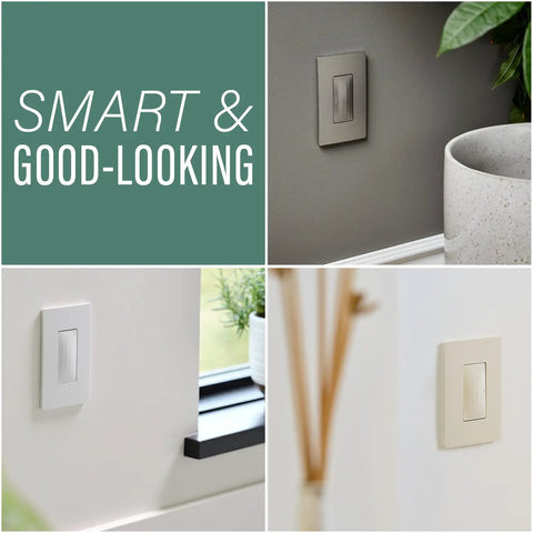 Radiant In-Wall Smart Switch Starter Kit With Netatmo displayed in room settings, white finish, discreet hub on wall.