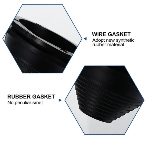 Black Synthetic Rubber Hole Plug Grommet Kit For Wire Protection And Cable Management Durable Wall Grommets For Drywall PVC Piping Plumbing And Gas Tanks Flexible Re Sealable Rubber Rings For Wires Diy Workshop Use close-up of black rubber gasket