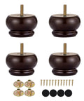 2 Inch Wood Furniture Feet Set Of 4 Replacement Bun Feet With Predrilled M8 Bolts For Fast Screw In Sofa Couch Ottoman Legs Espresso Finish
