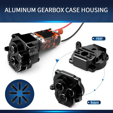 Heavy Duty Aluminum Transmission Housing Gearbox Case for TRX4M 1 18th Scale RC Crawler Upgrade Parts and Accessories Black