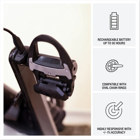 Rally XC210 Dual Sensing Power Meter Pedals For Mountain And Gravel Riding with charger, SPD compatible, 90h battery.