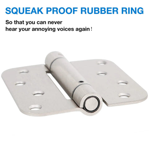 Durable Satin Nickel Self Closing Door Hinges Four Inch By Four Inch Eight Hole Mortise Mount Steel Four Pack
