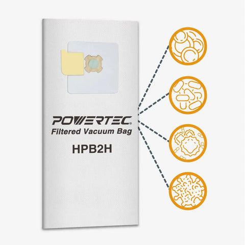 Three Pack Vacuum Bags for AstroVac and VacuMaid Replacement Dust Bags and Filter Bags for Central Vacuum Systems, Powertec HPB2H