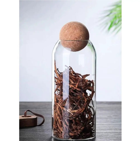 Lock In Freshness Straight Up With This Round Glass Tea Canister Boasting A Tight Cork Seal And Heat Resistant Build Ideal For Storing Coffee Beans Sugar Salt Or Loose Leaves While Looking Sharp On Counters.