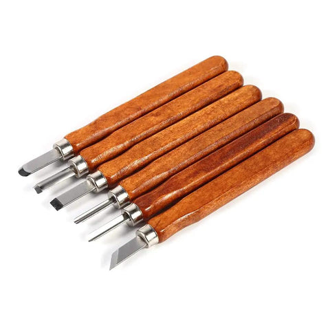 Wood Carving Tools Set 3 6 9 Piece Chisel Kit With Hand Handles Pro Grade High Carbon Steel Blades showcased on white background