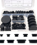 102 Piece Silicone Hole Plug Kit With Nine Sizes Round Plugs in a divided box for automotive drains and DIY projects