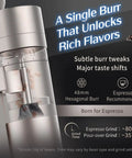 Image of Premium Single Dose Electric Burr Coffee Grinder 48Mm Heavy Duty Steel Burrs with hexagonal burrs for espresso.