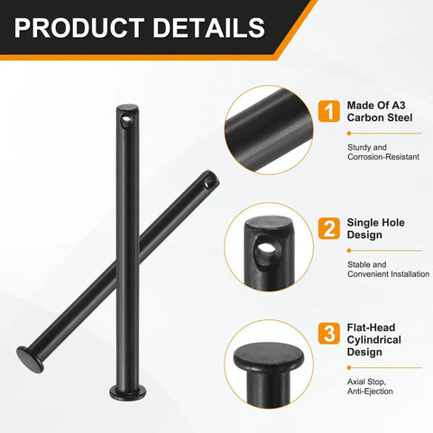 4 Pack M6x75mm Single Hole Clevis Pins Black For Quick Easy Assembly In Agriculture Aviation Construction And Rigging Workhorse For Mechanical Linkages Hinges Lifting Gear Ship Rigging And Furniture Fixings, black A3 steel pin
