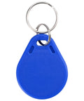 Blue key fob from 100 Pack 125KHz RFID Key Fobs For Door Access Control Read Only EM ID Cards With Unique Preprogrammed IDs And Ten Digit Printed On Card Compatible With EM Readers