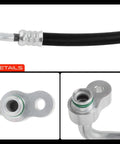 Premium AC Discharge Line Hose Assembly For Honda CRV EXLX And LX Variants 2007 To 2011 close-up of aluminum fittings and black hose.