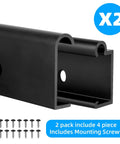 Heavy Duty Aluminum RV Table Wall Mount Bracket For Camper Slide Out Support Trim showing 2 pack of black brackets and screws.