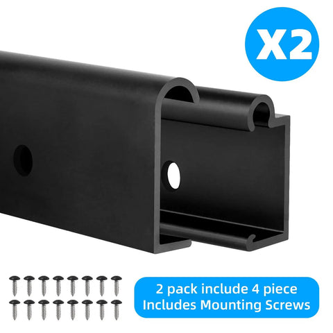 Heavy Duty Aluminum RV Table Wall Mount Bracket For Camper Slide Out Support Trim showing 2 pack of black brackets and screws.